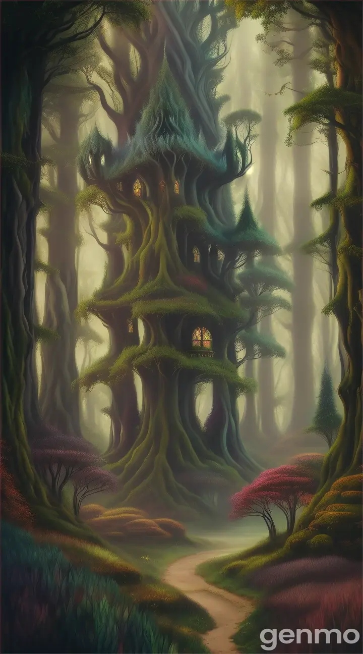 a high quality professional photo of a fantastical forest, mystical, vibrant colors, surreal, dream-like, fantasy artwork, magical atmosphere, high detail, whimsical, enchanted, fairytale, concept art, forest landscape, fantasy illustration, digital painting