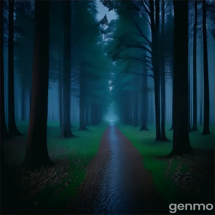 a path in the middle of a forest at night