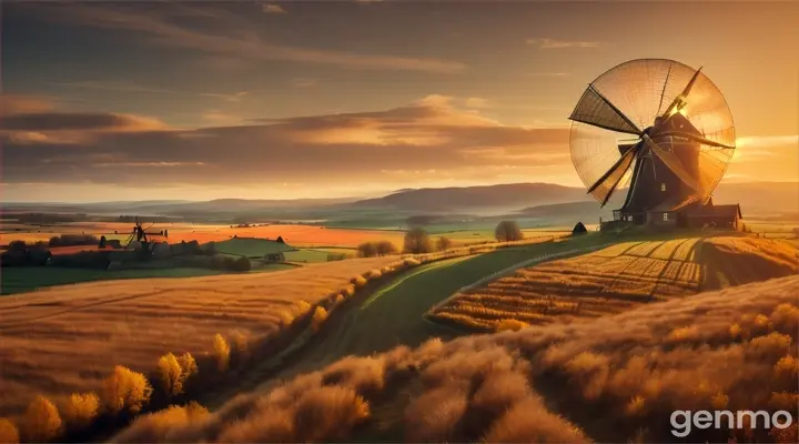 The wind carried her swiftly across the fields and over the hills, the cool air rushing past her face. The broom responded to her every thought, guiding her towards the distant windmill.As she neared it, she could see the windmill’s blades spinning gracefully, their movement harmonizing with the wind.
