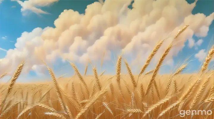 wheat field with clouds in the background