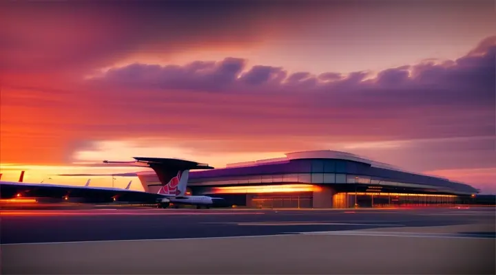 Aeropuerto exteriores atardecer