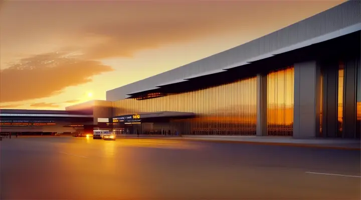 Aeropuerto exteriores atardecer
