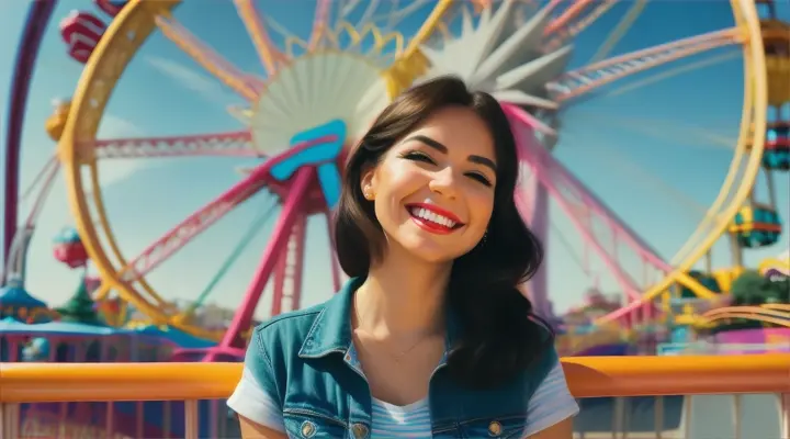 Mujer en parque de atracciones