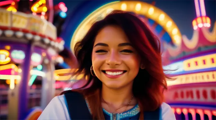 Mujer en parque de atracciones