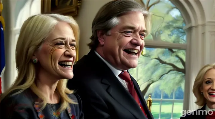 Steve Bannon Kelly Conway Laughing insane in oval office 