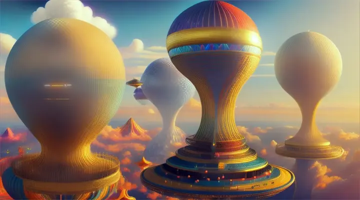 aerial amusements, an image depicting sky-high amusement park where visitors enjoy ride above the clouds with breathtaking views, lifelike colors, golden ratio composition, close-up, deep madness,  Patrick Woodroffe style, space nebula,  tanned skin, black hair, people everywhere, 8k quality photorealistic concept art, in a mysterious aura, utilizing complementary colors, 
