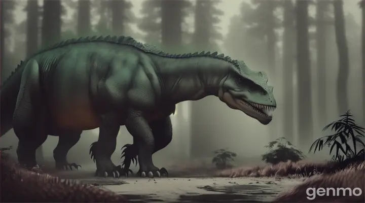 A tell  sad dinosaur went to forest in 16:9 ratio