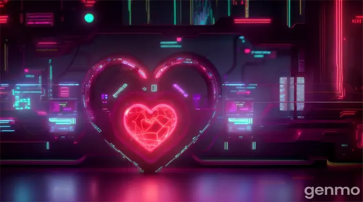 un corazón real latiendo, que se va ralentizando hasta detenerse.cyberpunk16:9*