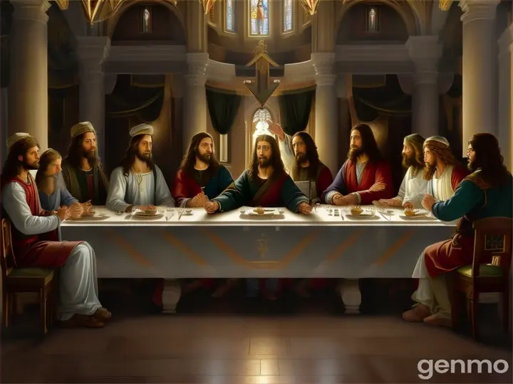 ultima cena de jesucrsito, con sus doce apostoles. una pintura de leonardo davinci