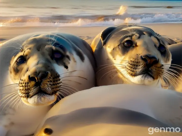 group of seals in coastal area