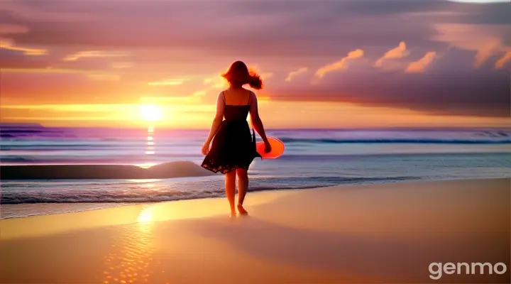 A woman walking on the beach non-stop