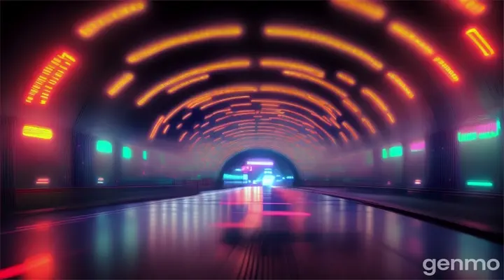 street,Futuristic Lights Tunnel,night