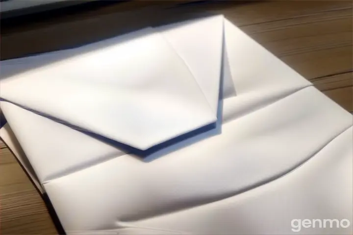 a white envelope sitting on top of a wooden table