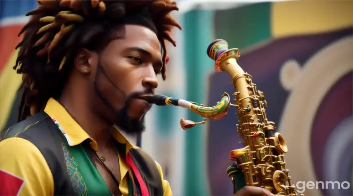 a reggae sax player in jamaica