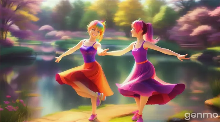 realistic cartoon character dancing peacefully