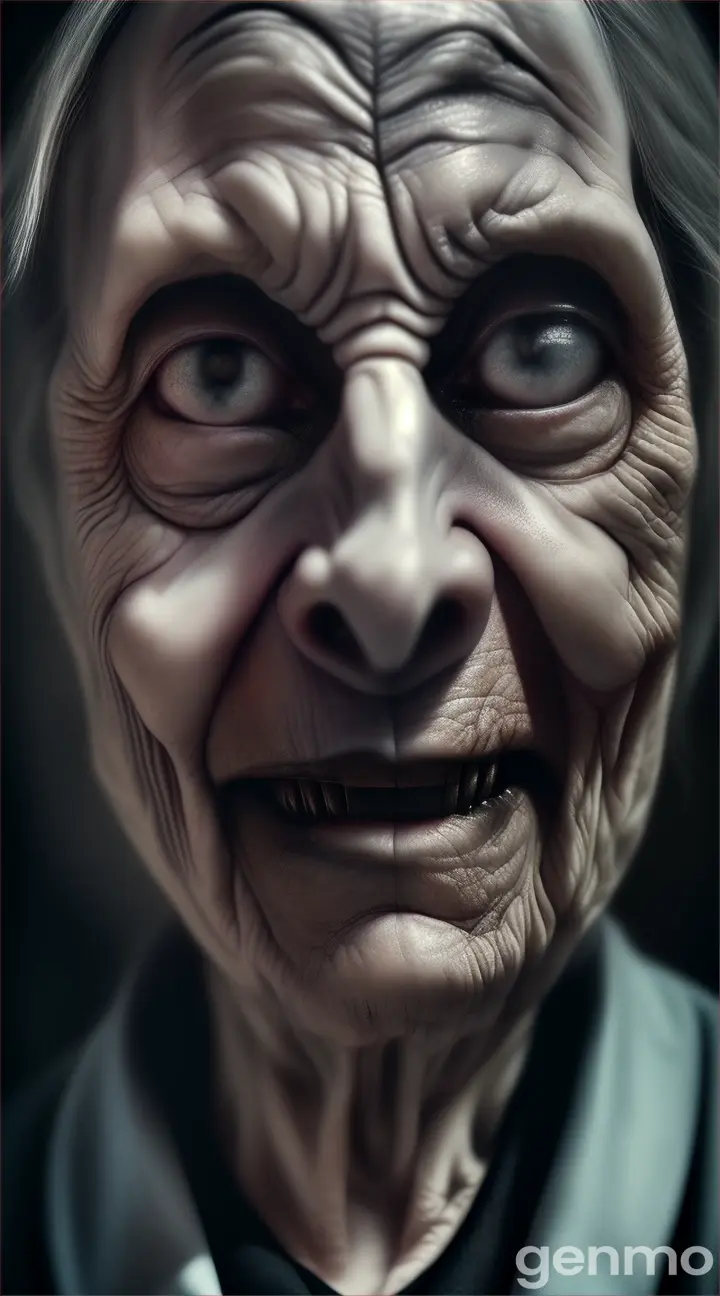 Here’s a prompt you can use to find or generate images related to the horror story:a old woman