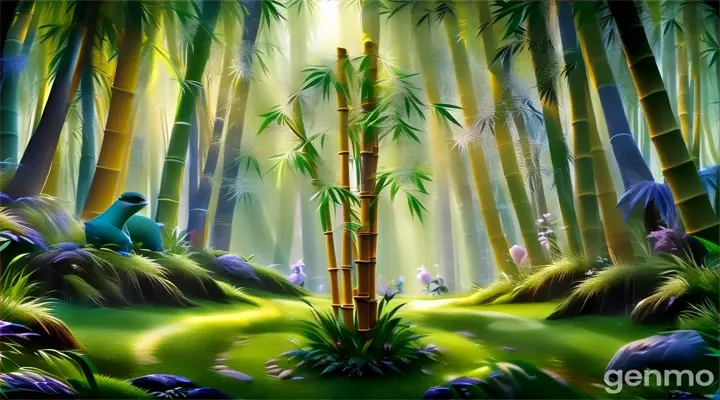 a bamboo tree in a lush green forest converet this iame to video