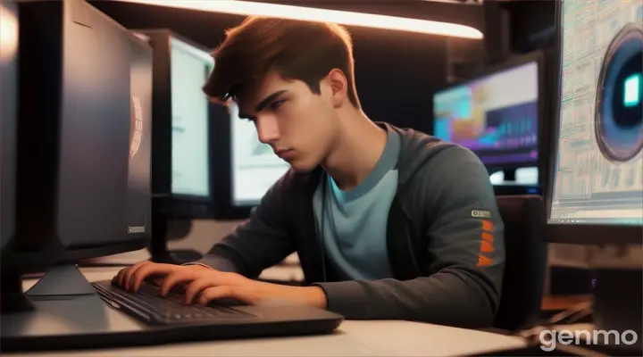 image of a student in front of his computer