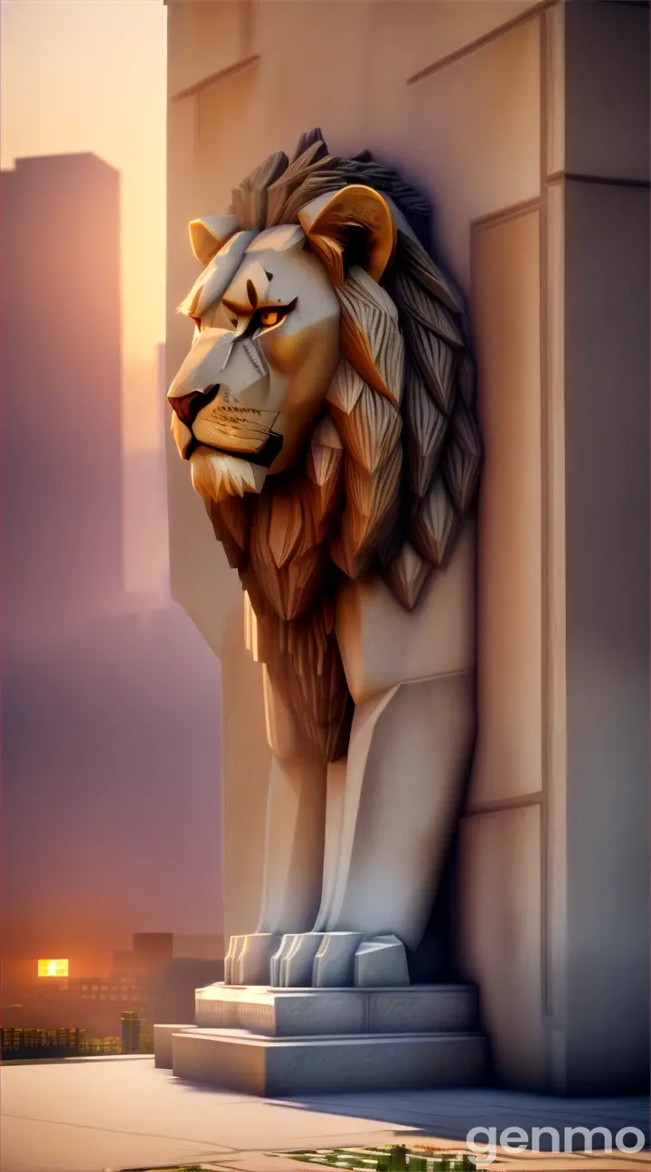 Lion made with walls in Minecraft 