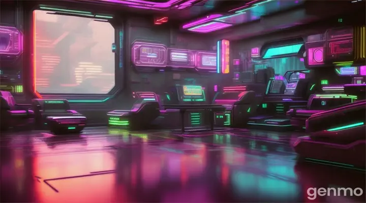 una habitacion cyberpunk llueve, dentro de esa habitación esta inundado