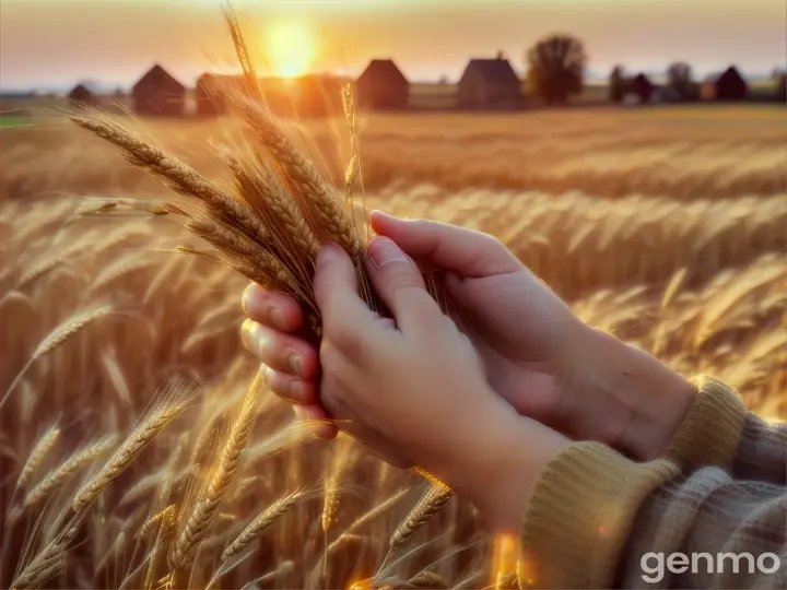 An old man whose wheat ears are falling on the ground from his hands