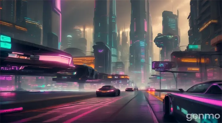 una ciudad futurista, una ciudad cyberpunk