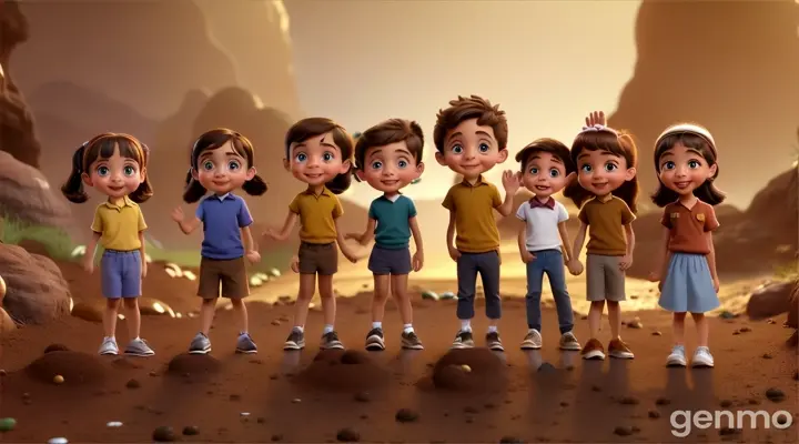 kids jumping on brown earth