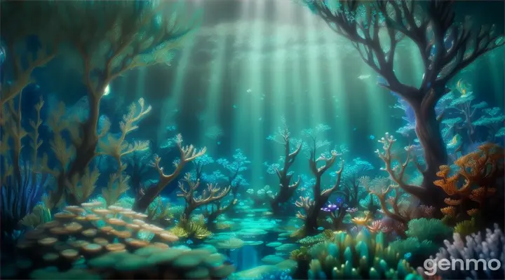 magic blue underwater forest