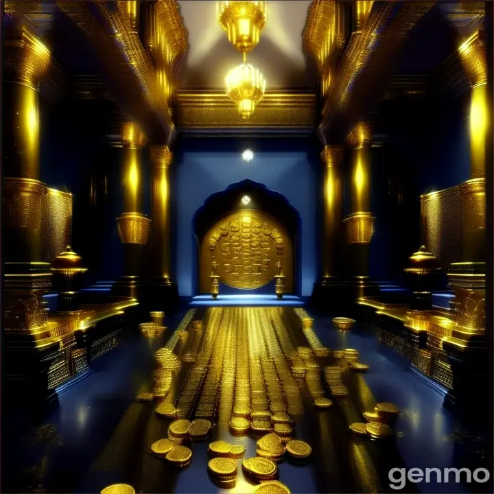 a room filled with lots of gold coins