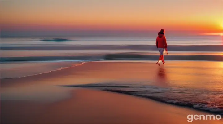 Sarah strolled along the deserted beach