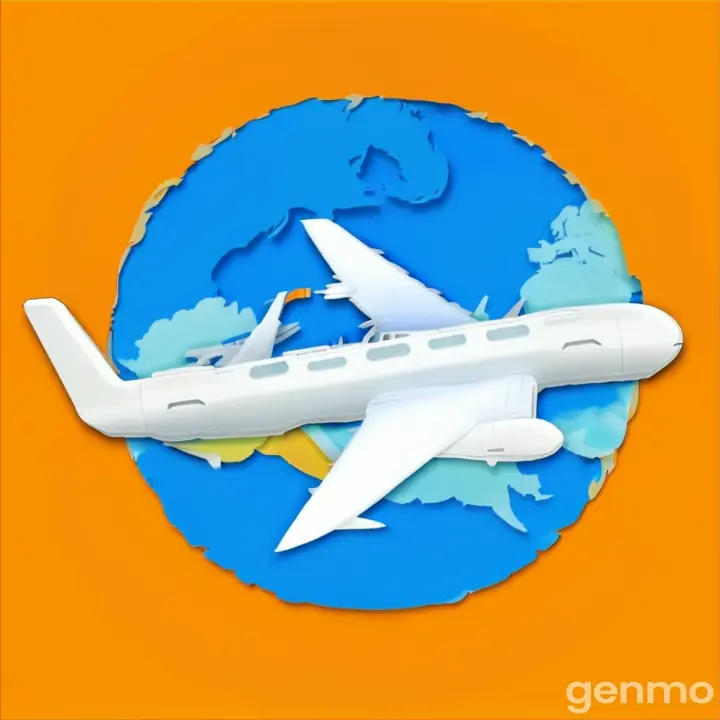 an airplanThe plane is flying and the picture is loopinge flying over a blue and orange background