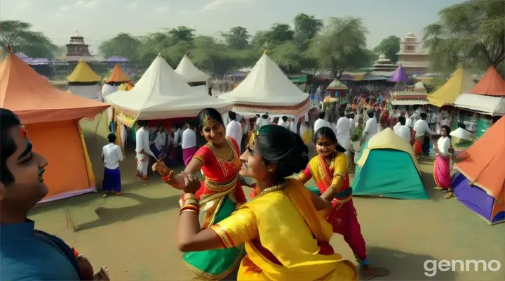 Visual: The scene shifts to a vibrant village festival, with colorful tents, traditional dances, and local food stalls. Radha and Aarav enjoy the festivities, playing games, and watching a cultural performance. The village is alive with joy and excitement.
Lyrics:
"झूठा है ये गुस्सा तेरा सच्चा नहीं, सच्चे दिल को तड़पाना अच्छा नहीं"
Aarav teases Radha as they playfully argue over a game. Their banter is light-hearted, and they both know it's all in good fun. The camera captures the joy in their eyes as they share this special day.