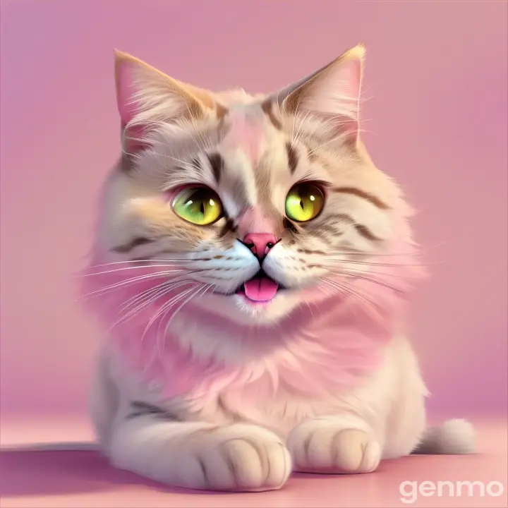 a cartoon cat laying on top of a pink background