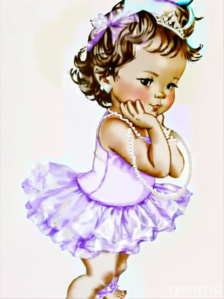 a little girl wearing a tiara and a purple dress