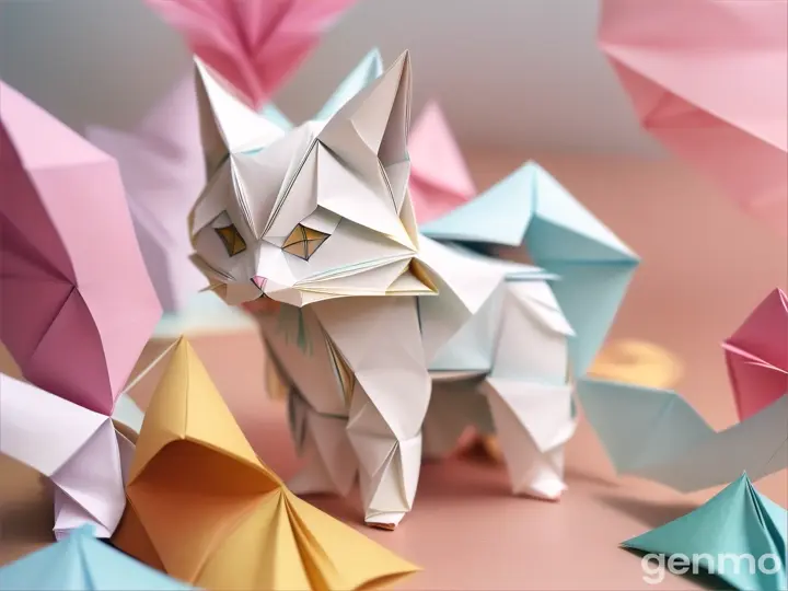 a paper craft of an origami cat