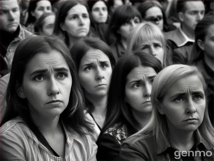 The audience’s faces are a mix of curiosity and unease