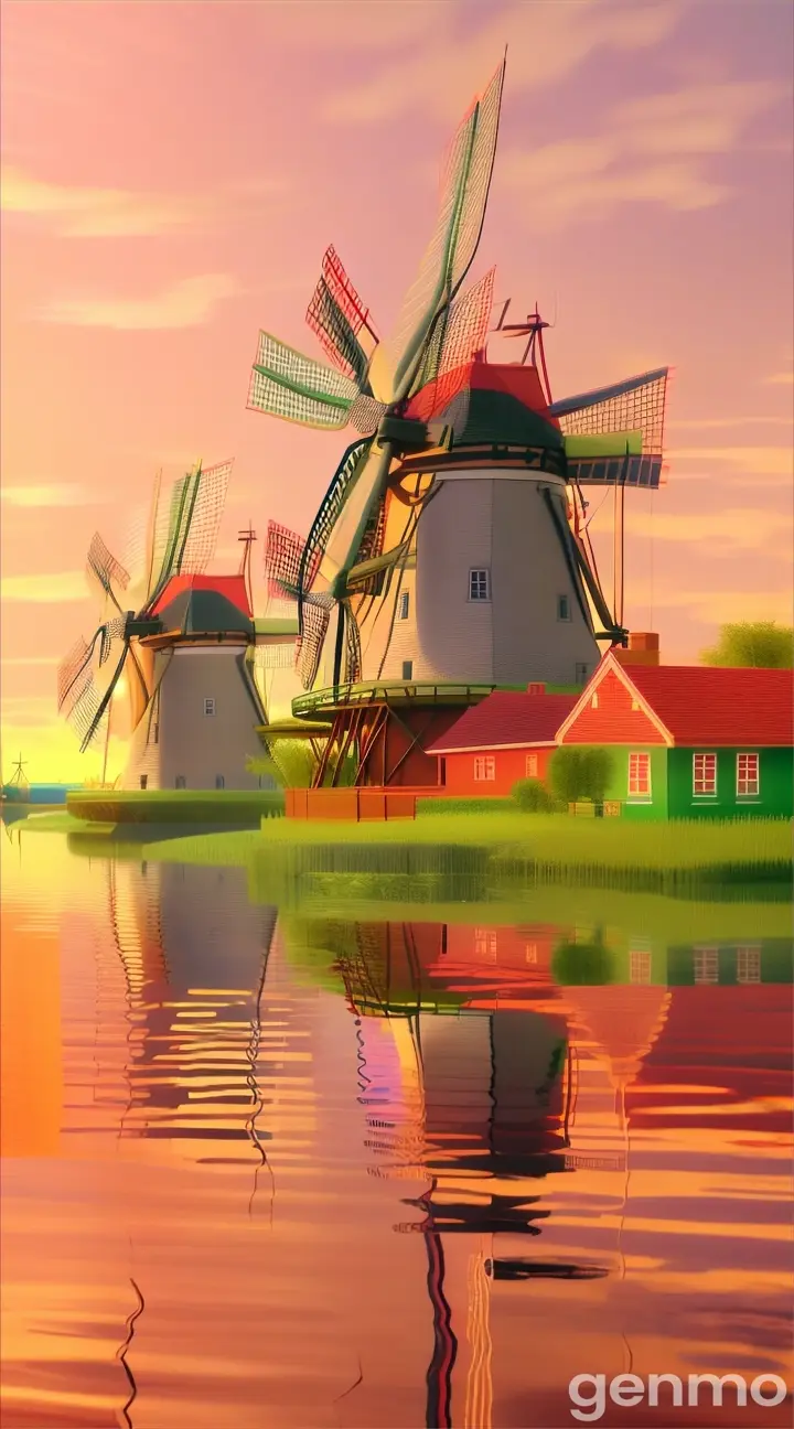 a group of windmills floating on top of a body of water