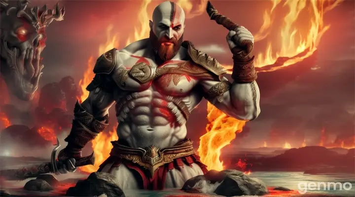 kratos drinking blood in lavapool