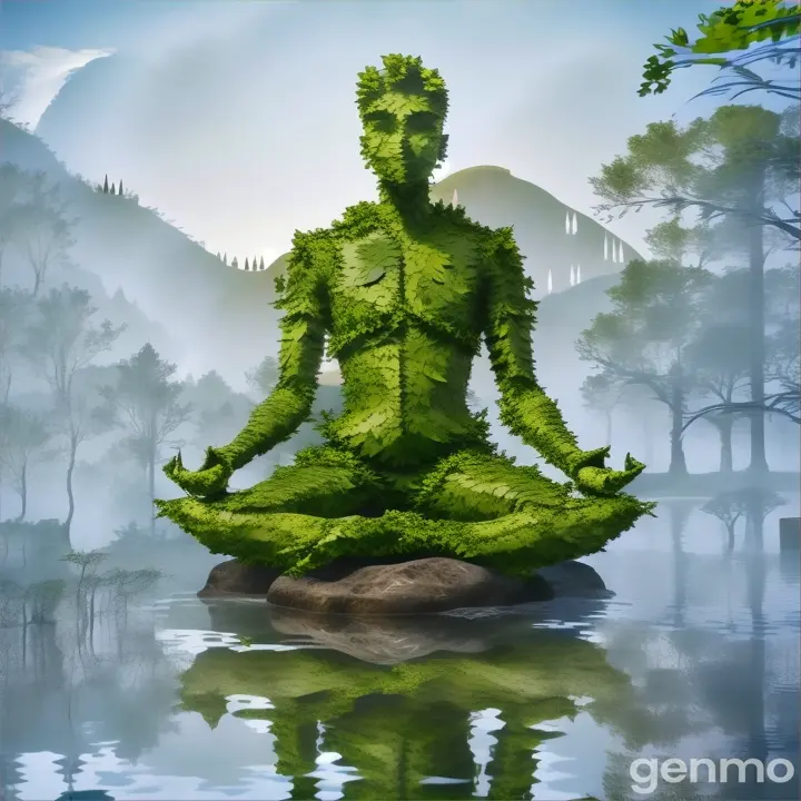 a person sitting on a rock in a body of water