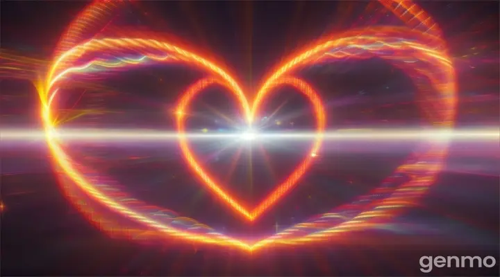 A bright, pulsating heart in the center of the screen, radiating waves of light that expand, symbolizing the reach of the message of hope.