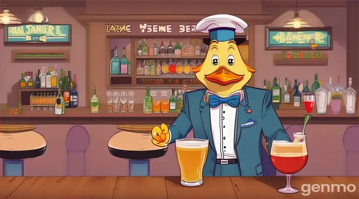 a duck walks into a bar and orders a drink