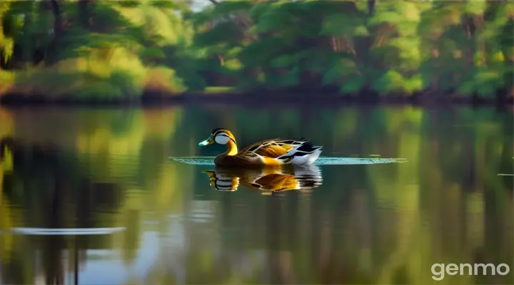 a duck swimming in a lake