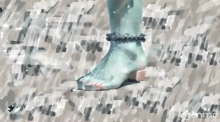 a person's foot with a bracelet on it