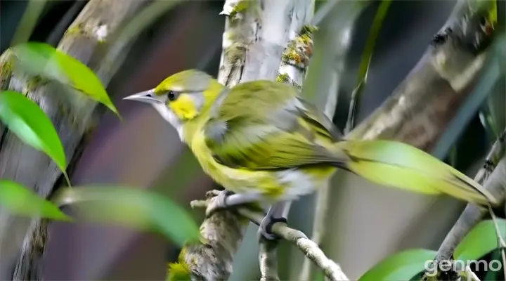 a small yellow bird perched on a tree branch