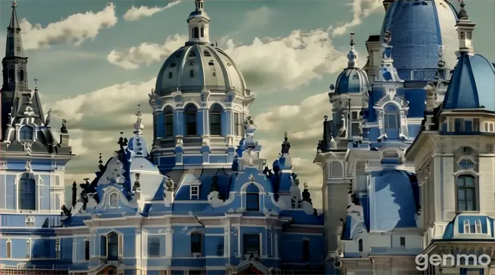 a group of buildings with a sky background