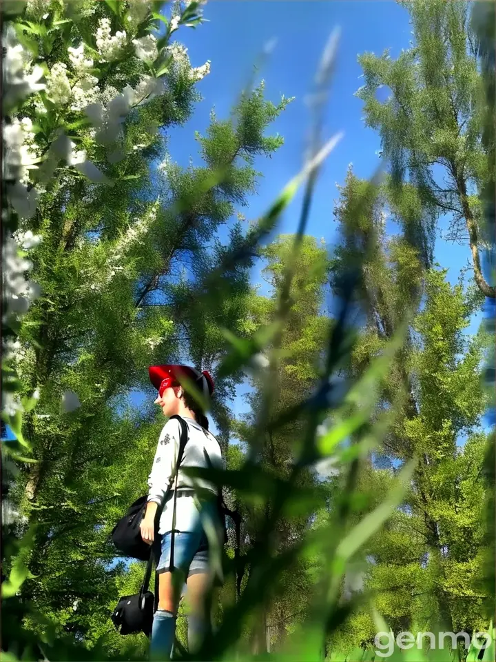 a man standing in a field of tall grass