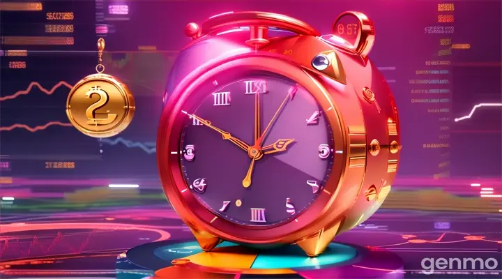 Begin with an animated intro showcasing different currencies morphing into elements like piggy banks, stock charts, and clocks, symbolizing the interplay of money and time