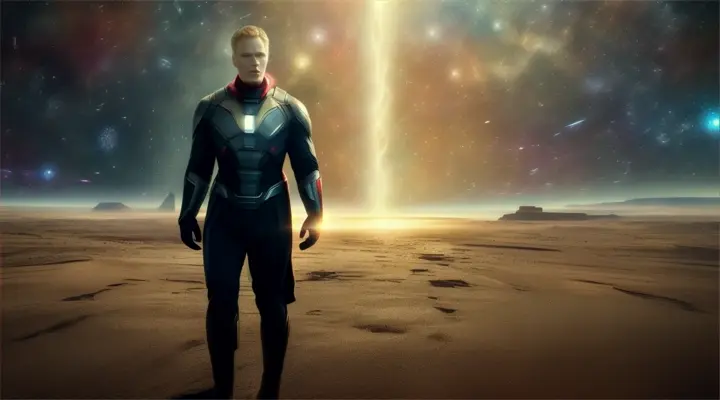 marvel cinematics:action:( Paul Bettany as Vision in Avengers Infinity War):Vision completely fades into light, leaving Wanda alone but surrounded by stars.