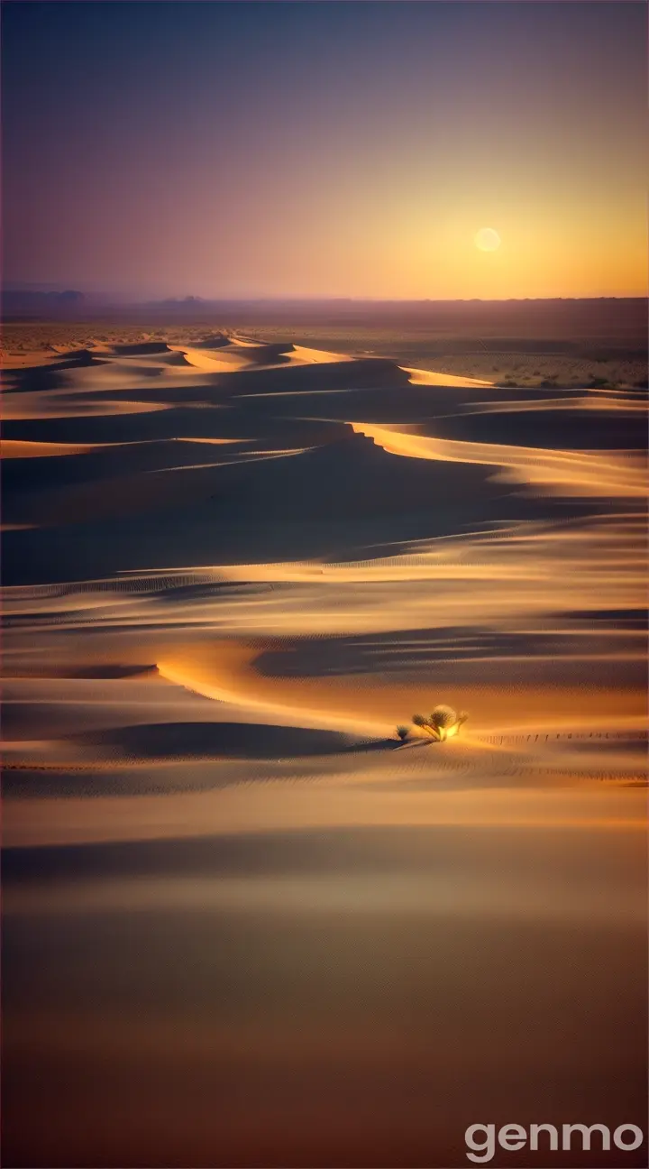 the desert at night under the full moon