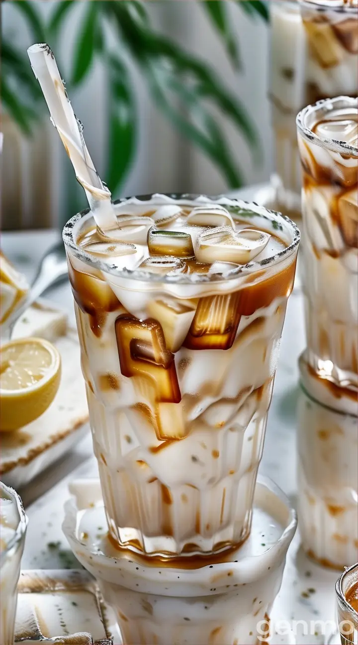 two glasses of iced coffee on a table